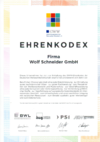 GWW Ehrenkodex Urkunde der Firma Wolf Schneider GmbH